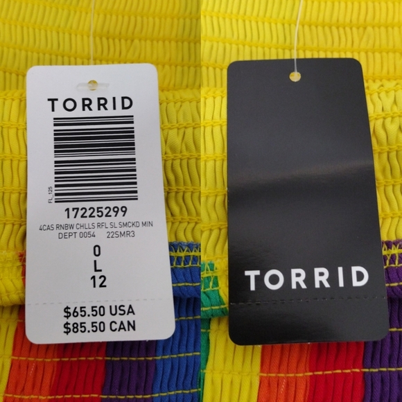 NWT Torrid Women's Rainbow Challis Smocked Tiered Mini Dress Sz 0 - Picture 12 of 16